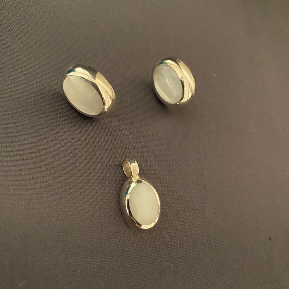 Moonstone earrings and necklace charm